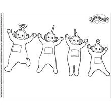 Coloriage Télétubbies sautant les bras levés
