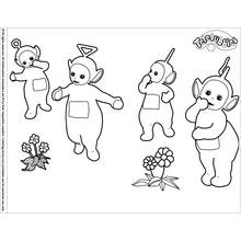 Coloriage Télétubbies debout avec des fleurs Coloriage Télétubbies debout avec des fleurs