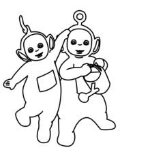 Coloriage Télétubbies posant côte à côte Coloriage Télétubbies posant côte à côte