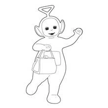 Coloriage Télétubbies marchant avec un petit sac