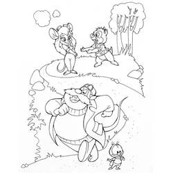 Coloriage Tic et Tac rencontrant Gadget et un méchant