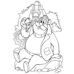 Coloriage Tic et Tac pour enfant devant une statue géante
