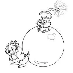 Coloriage Tic et Tac avec une bombe géante