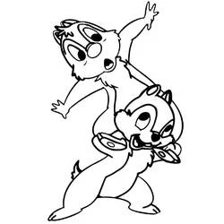 Coloriage Tic et Tac jouant ensemble