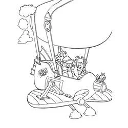 Coloriage Tic et Tac dans une montgolfière avion