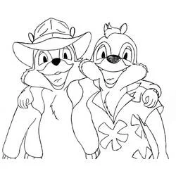 Coloriage Tic et Tac souriants côte à côte