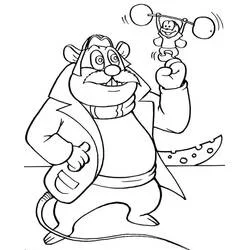 Coloriage Gros rat soulevant un petit haltérophile