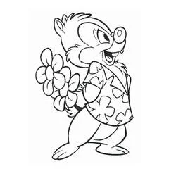 Coloriage Tac tenant un bouquet de fleurs