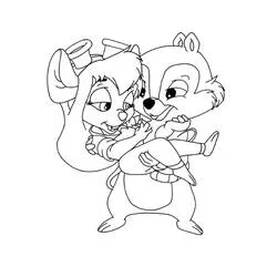 Coloriage Tic et Tac portant leur amie