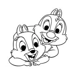 Coloriage Tic et Tac souriants ensemble