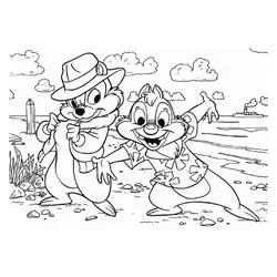 Coloriage Tic et Tac sur la plage