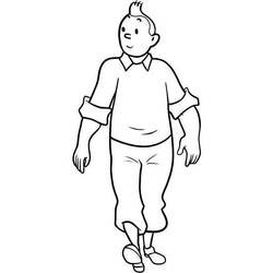 Coloriage Tintin en train de marcher