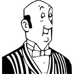 Coloriage Homme chauve en nœud papillon et veste rayée