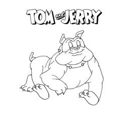 Coloriage Tom et Jerry le bouledogue Spike allongé