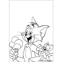 Coloriage Tom et Jerry dégustant des cornets de glace