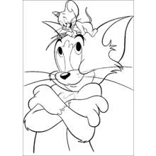 Coloriage Tom avec Jerry assis sur sa tête