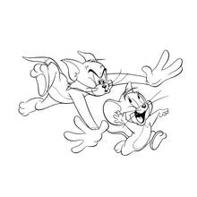 Coloriage Tom et Jerry courant côte à côte