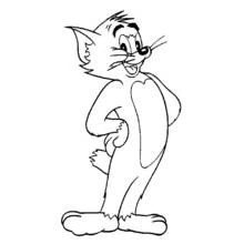 Coloriage Tom sur ses pattes arrière, grand sourire