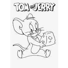 Coloriage Jerry tenant un gros morceau de fromage