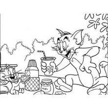 Coloriage Tom et Jerry pique-niquent