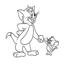 Coloriage Tom et Jerry se promenant main dans la main
