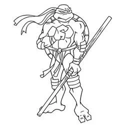 Coloriage Tortue Ninja Donatello avec son bâton