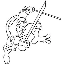 Coloriage Tortue Ninja Leonardo attaquant avec son épée