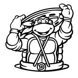 Coloriage Tortue Ninja ajustant son masque