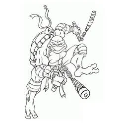 Coloriage Michelangelo de Tortues Ninja en position de combat