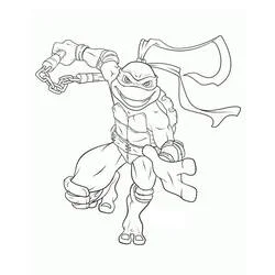 Coloriage Michelangelo en pose de combat ninja