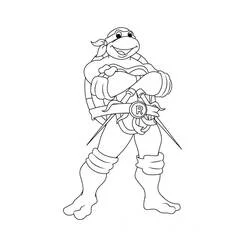 Coloriage Tortue Ninja debout les bras croisés
