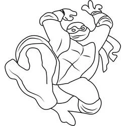 Coloriage Tortue Ninja en plein saut d'action