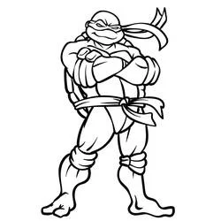 Coloriage Tortue Ninja campée, masque et ceinture nouée