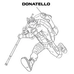 Coloriage Tortue Ninja Donatello en pleine course