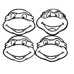 Coloriage Tortue Ninja quatre visages souriants