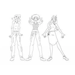 Coloriage Totally Spies trois filles debout côte à côte Coloriage Totally Spies trois filles debout côte à côte