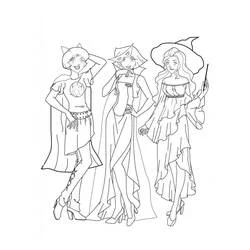 Coloriage Personnages de Totally Spies en tenues déguisées Coloriage Personnages de Totally Spies en tenues déguisées