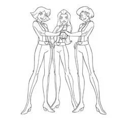 Coloriage Clover, Sam et Alex unissant leurs mains Coloriage Clover, Sam et Alex unissant leurs mains