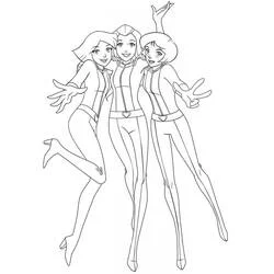 Coloriage Totally Spies posant ensemble en tenue d'espionnes Coloriage Totally Spies posant ensemble en tenue d'espionnes