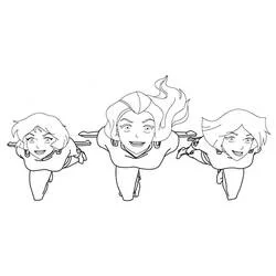 Coloriage Alex, Sam et Clover volant ensemble Coloriage Alex, Sam et Clover volant ensemble