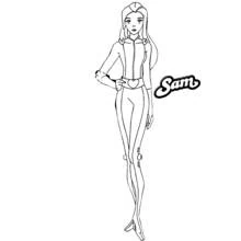 Coloriage Sam en tenue d'espionne Coloriage Sam en tenue d'espionne