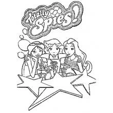 Coloriage Totally Spies les filles autour d'un verre Coloriage Totally Spies les filles autour d'un verre