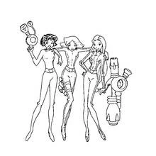 Coloriage Totally Spies les trois espionnes posant ensemble Coloriage Totally Spies les trois espionnes posant ensemble
