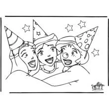 Coloriage Totally Spies les filles en fête avec des chapeaux pointus Coloriage Totally Spies les filles en fête avec des chapeaux pointus