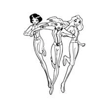 Coloriage Totally Spies en pleine course Coloriage Totally Spies en pleine course