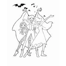 Coloriage Totally Spies en costumes d'Halloween Coloriage Totally Spies en costumes d'Halloween