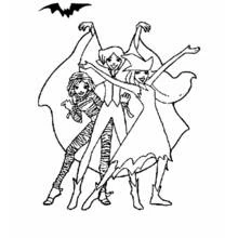 Coloriage Totally Spies déguisées pour Halloween Coloriage Totally Spies déguisées pour Halloween