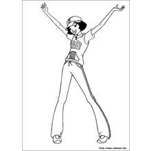 Coloriage Totally Spies fille dansant les bras levés Coloriage Totally Spies fille dansant les bras levés