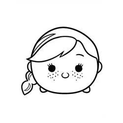 Coloriage Tsum Tsum Anna avec tresse