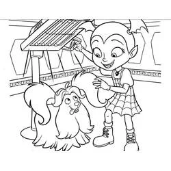 Coloriage Vampirina joue du piano avec son chien Loulou